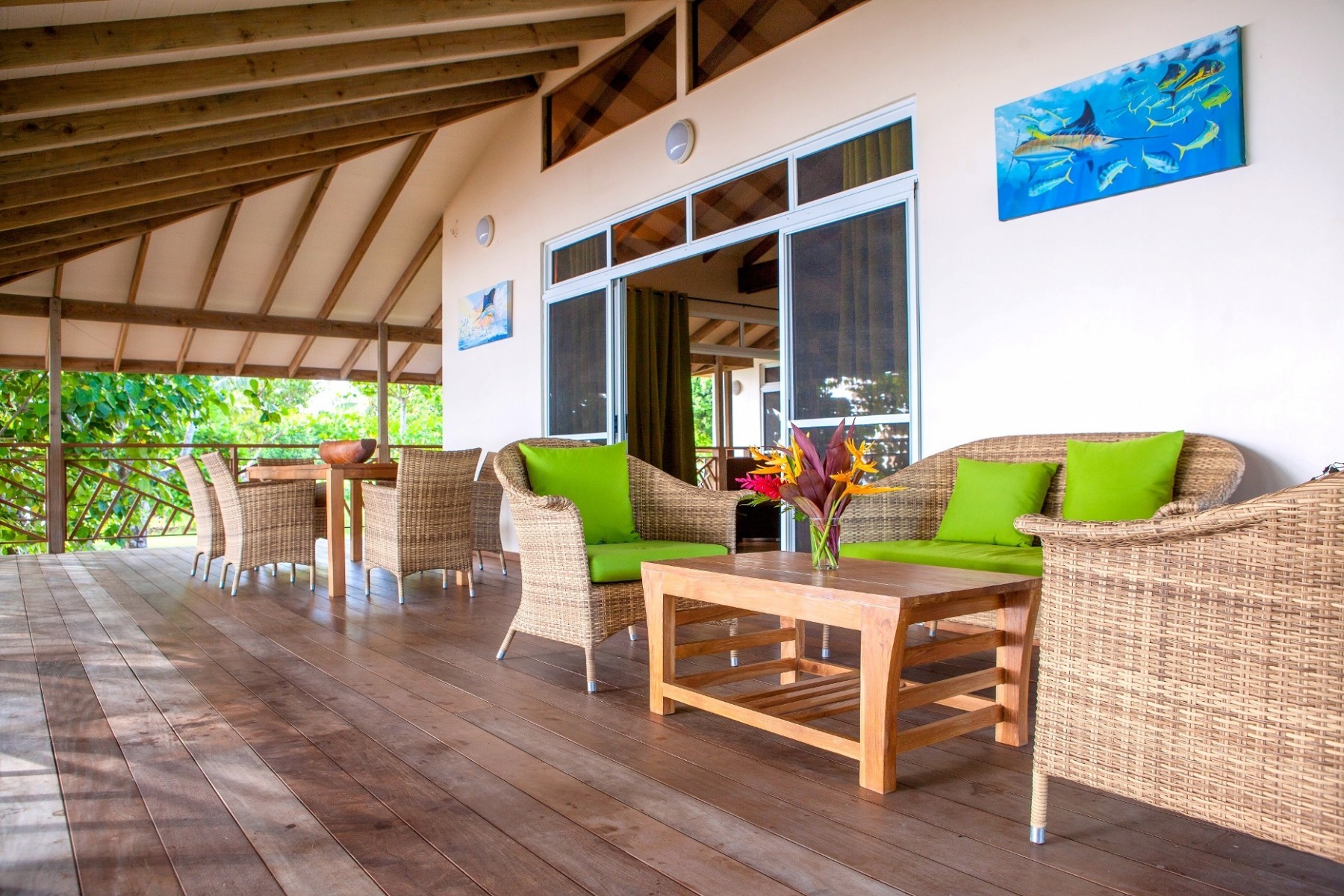 Terrace, outdoor relaxation area, Villa Tehere Dream paradise holiday home on Tahaa island